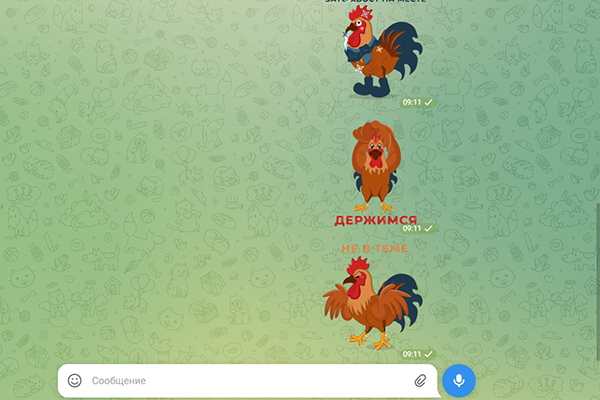 Стикерпак с клушинским «фениксом» - петушком Петей, доступен в телеграмме